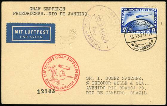 DR 1930 Zeppelinbrief der Südamerikafahrt des LZ 127