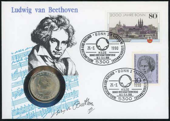 BRD 1970/1990 Numisbrief Ludwig van Beethoven