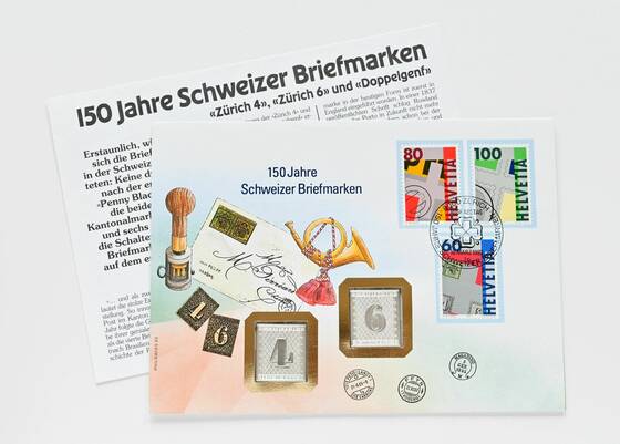 SCHWEIZ 1993 Medaillenbrief 150 Jahre Schweizer Briefmarken