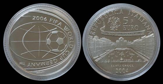 ITALIEN 5 Euro Silber 2004 FIFA-Fußball-WM 2006