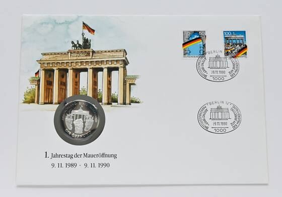 BRD 1989-1990 Medaillenbrief 1. Jahrestag der Maueröffnung