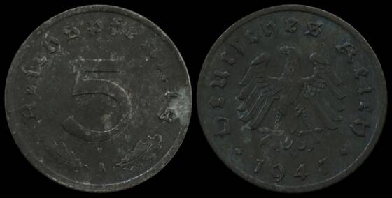 ALLIIERTE BESATZUNG 5 Reichspfennig 1947 A, Jaeger 374