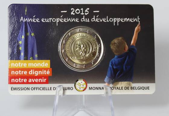 BELGIEN 2 Euro 2015 Coincard Europäisches Entwicklungsjahr