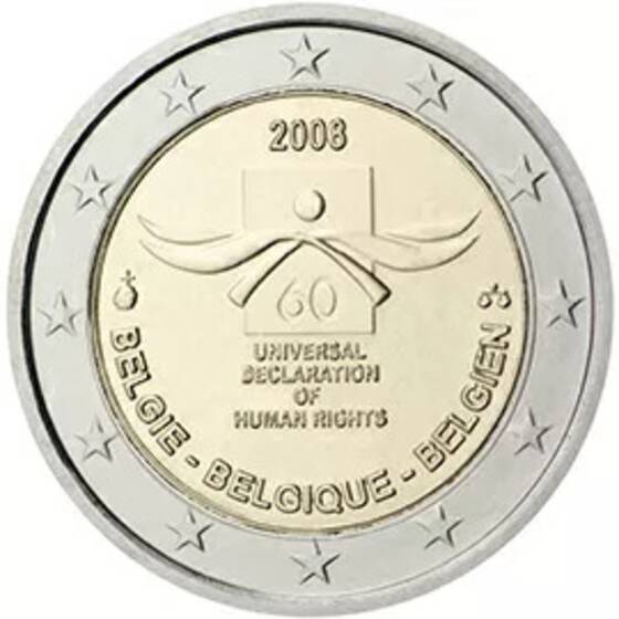 BELGIEN 2 Euro 2008 Menschenrechte