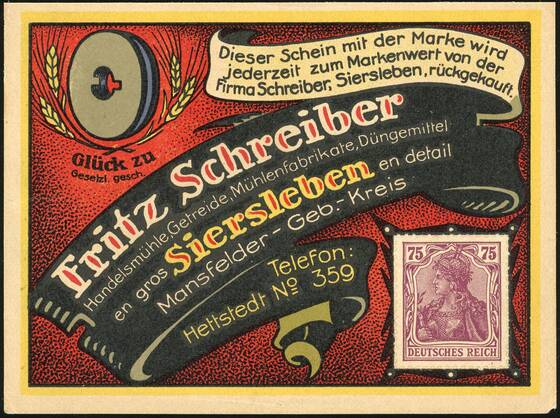 Siersleben 1922 Fritz Schreiber 1227.1 a) 75 Pfg.