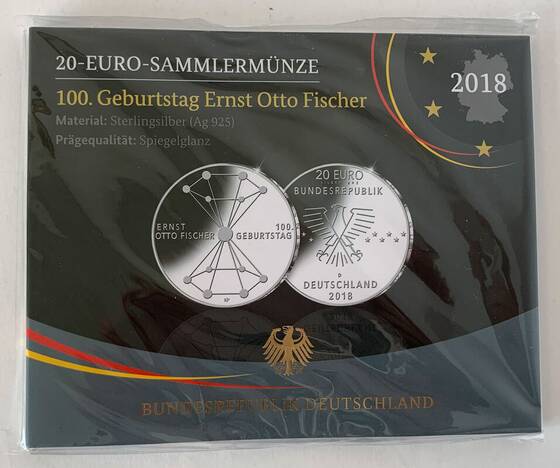 BRD 20 Euro 2018 D 100. Geburtstag Ernst Otto Fischer