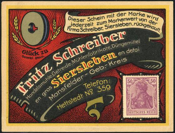 Siersleben 1922 Fritz Schreiber 1227.1 a) 50 Pfg.
