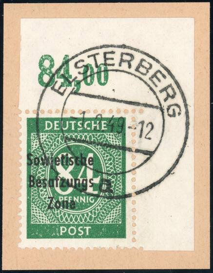 SBZ 1948 MiNr. 211 b P OR ndgz Bogenecke rechts oben